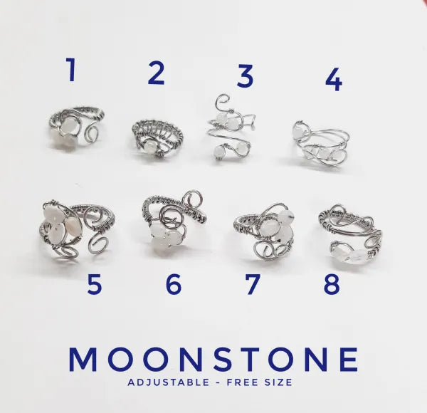 Adjustable Moonstone - Rings - Stainless Steel