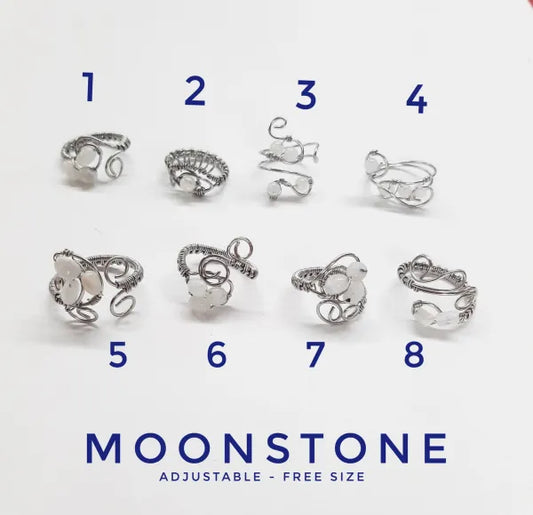 Adjustable Moonstone - Rings - Stainless Steel