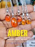 Amber - 925 Silver Pendant With Stainless Steel Necklace