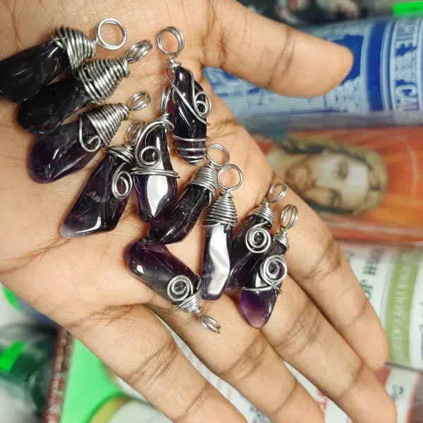 Amethyst Pendants - stainless steel