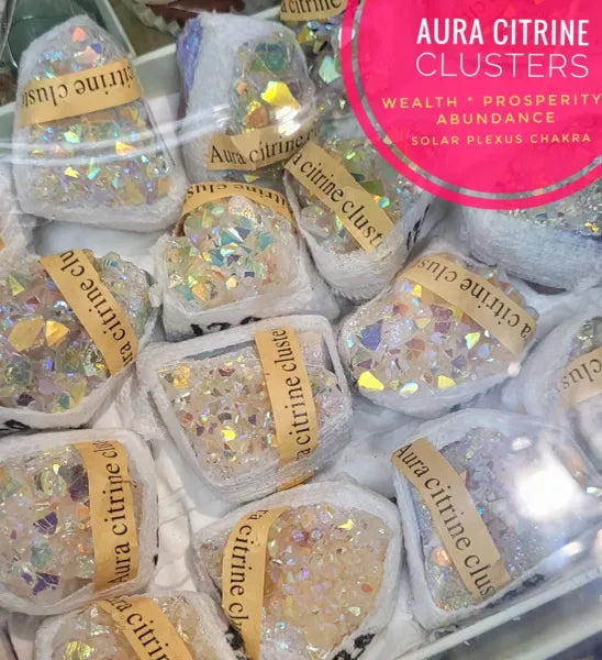 Aura Citrine Cluster