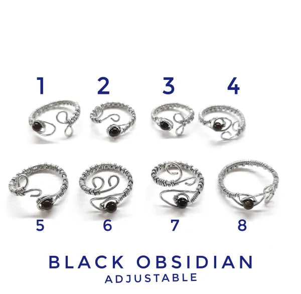 Black Obsidian - Rings -(Stainless Steel)