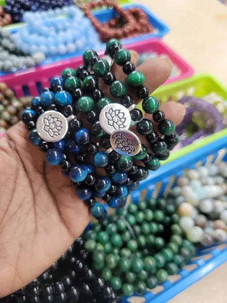 Blue & Green Tiger's Eye - Stretch Bracelet