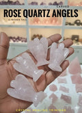 Carved Rose Quartz Angels