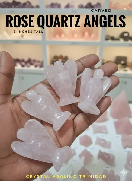 Carved Rose Quartz Angels