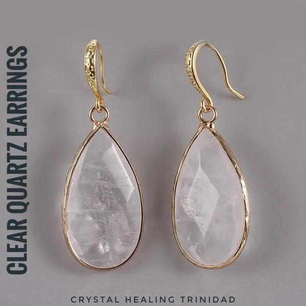 Clear Quartz Tear Drop Earrings