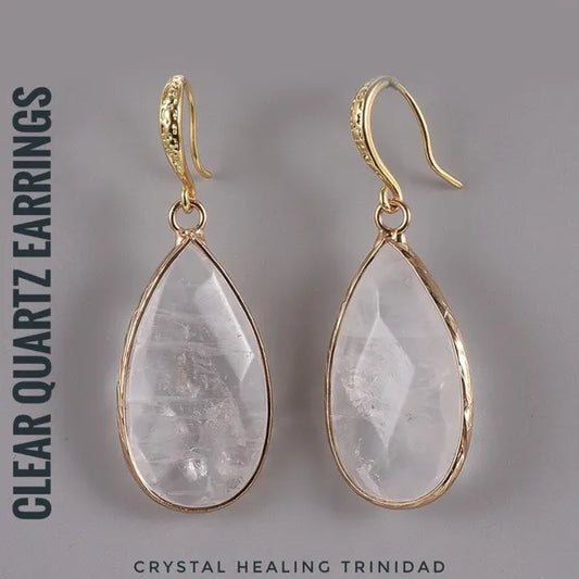 Clear Quartz Tear Drop Earrings