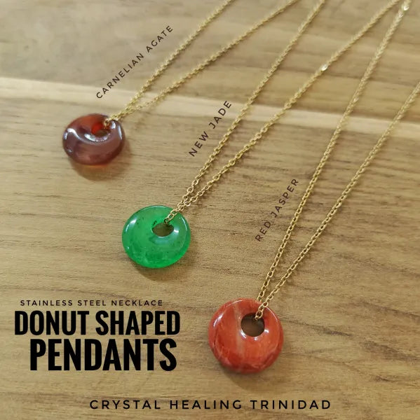 Donut Shaped Pendant With Stainless Steel Necklace