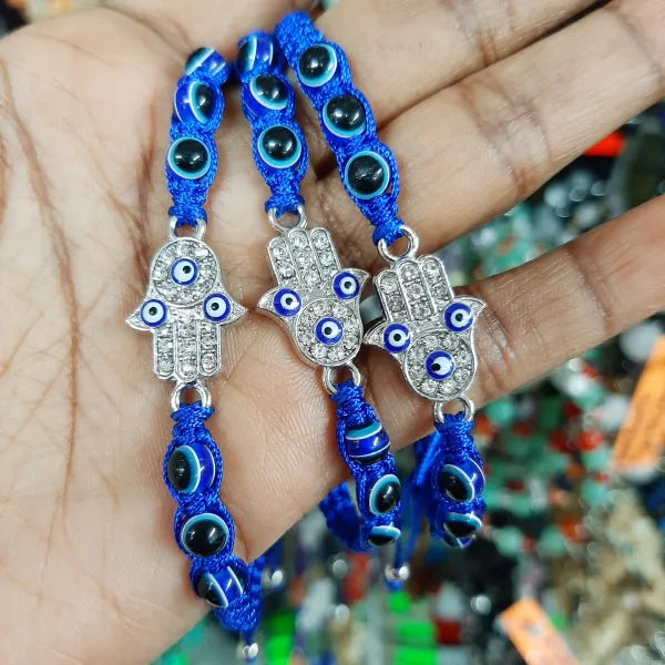 Evil Eye Adjustable Bracelet - silver tone