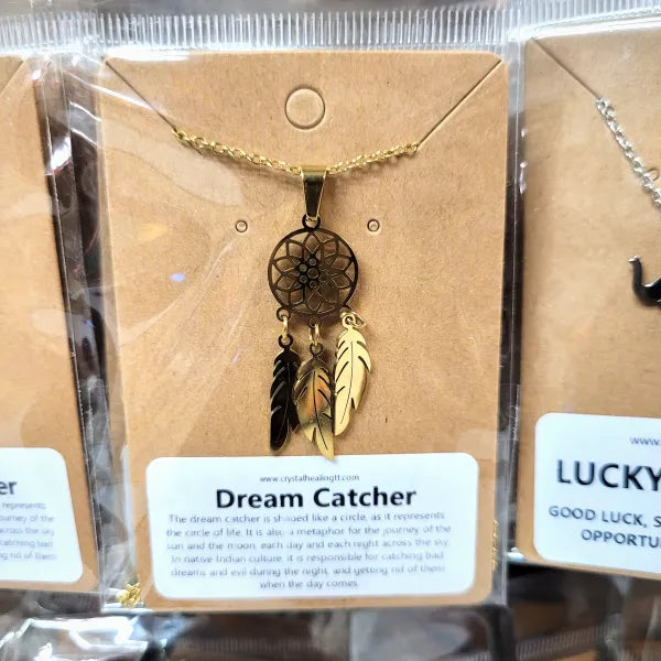 Gold Dreamcatcher Necklace Stainless Steel