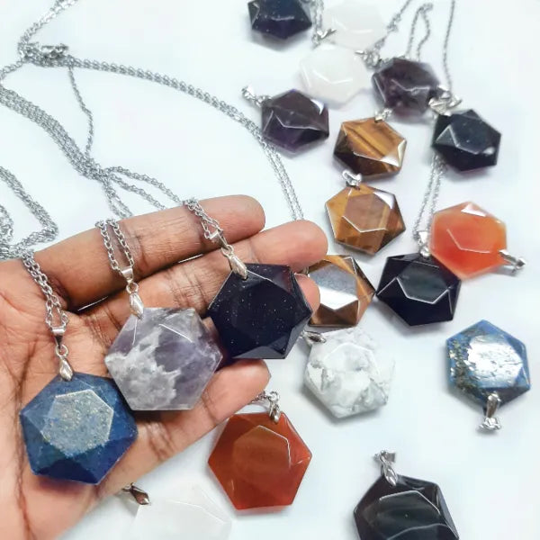 Hexagon Pendant _ Stainless Steel Necklace