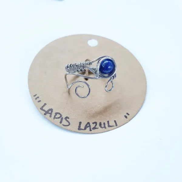 Lapis Lazuli - Large Free Size Stainless Steel Ring