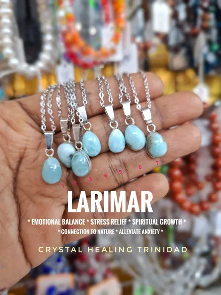 Larimar - 925 Silver Pendant With Stainless Steel Necklace