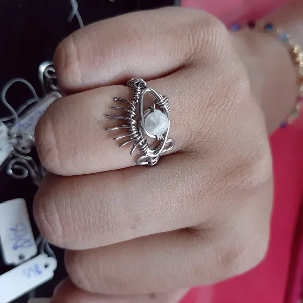 Moonstone Ring Stainless Steel Free Size