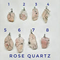 Raw Rose Quartz Pendants- stainless steel