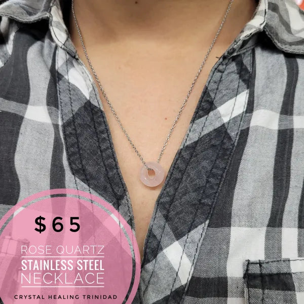 Rose Quartz Necklace- Stainless Steel