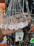 Rose Quartz Pendant with Stainless Steel Necklace