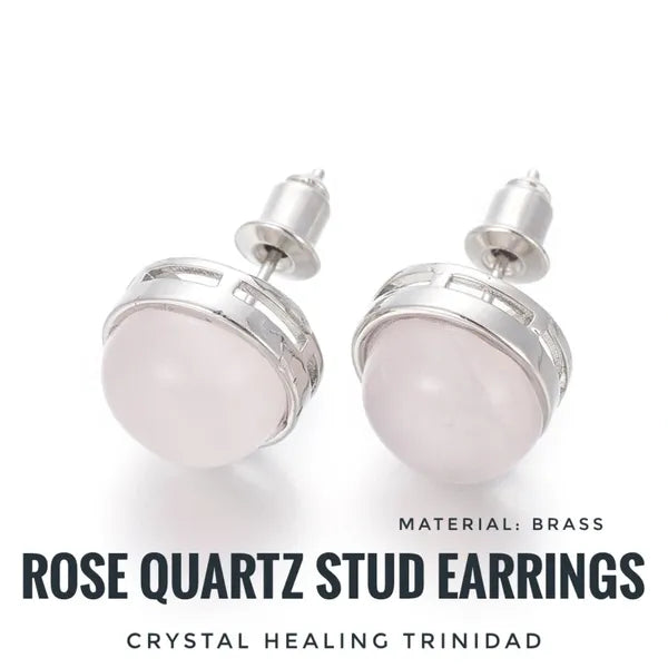 Rose Quartz Stud Earrings - 12mm