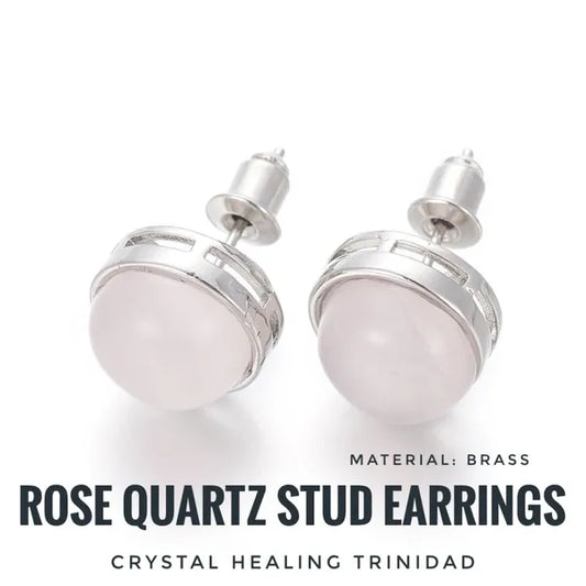 Rose Quartz Stud Earrings - 12mm