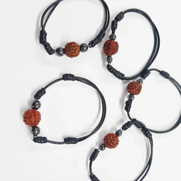 Rudraksha And Hematite Bracelet