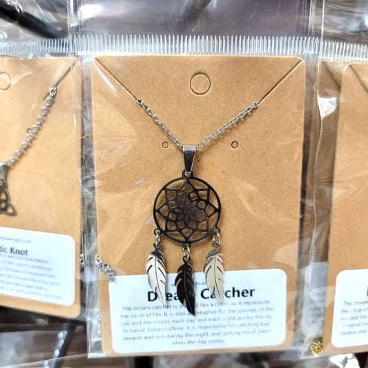 Silver Dreamcatcher Necklace Stainless Steel