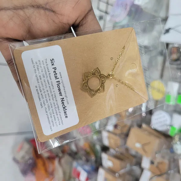 Six Petal Flower Necklace Stainless Steel